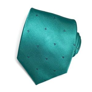 Wembley Aqua Green with Blue Dots Polysilk Narrow Tie